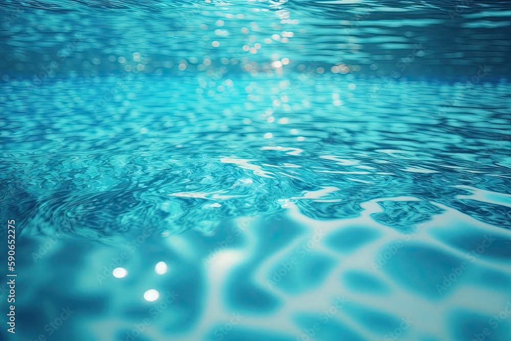 Swimming pool with rippling water surface and light reflection. Generative AI Swimming pool with rippling water surface and light reflection. Generative AI