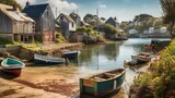 beautiful fishing port in french brittany, sunshine, Generate Ai