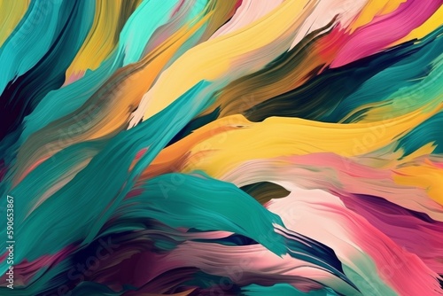 Vibrant Brushstrokes: Colorful Abstract Painted Background, Generative AI