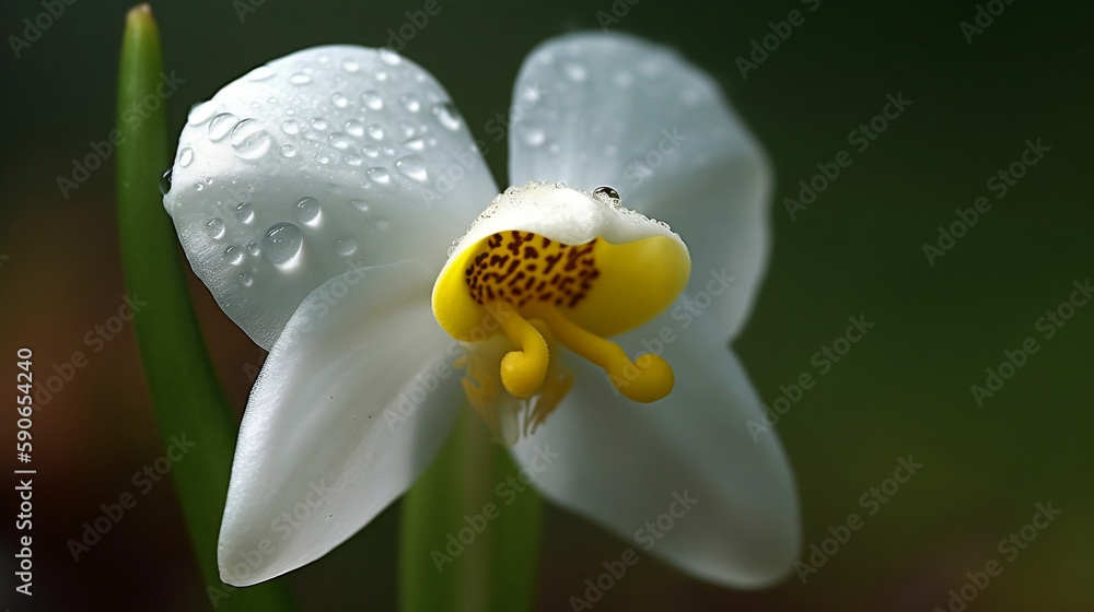 White Egret Habenaria Radiata Orchid-Generative AI Art. Discover the