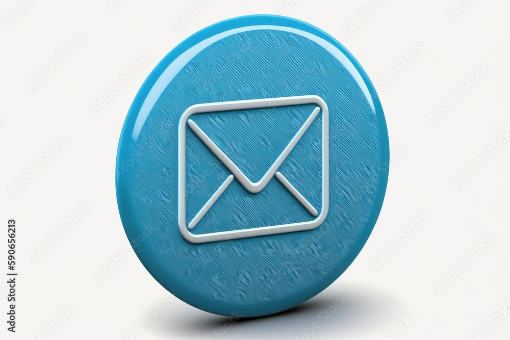 A blue envelope mail or email notification button symbol on a white background. Generative AI A blue envelope mail or email notification button symbol on a white background. Generative AI