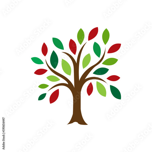 tree with leaves vector design tree silhouette background cartoon illustrations. © SKcreativeWork