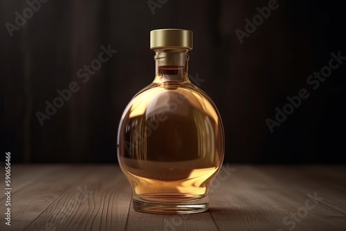 Elegant Half-Filled Gold Potion Bottle on Table  Concept of Luxury  Generative AI