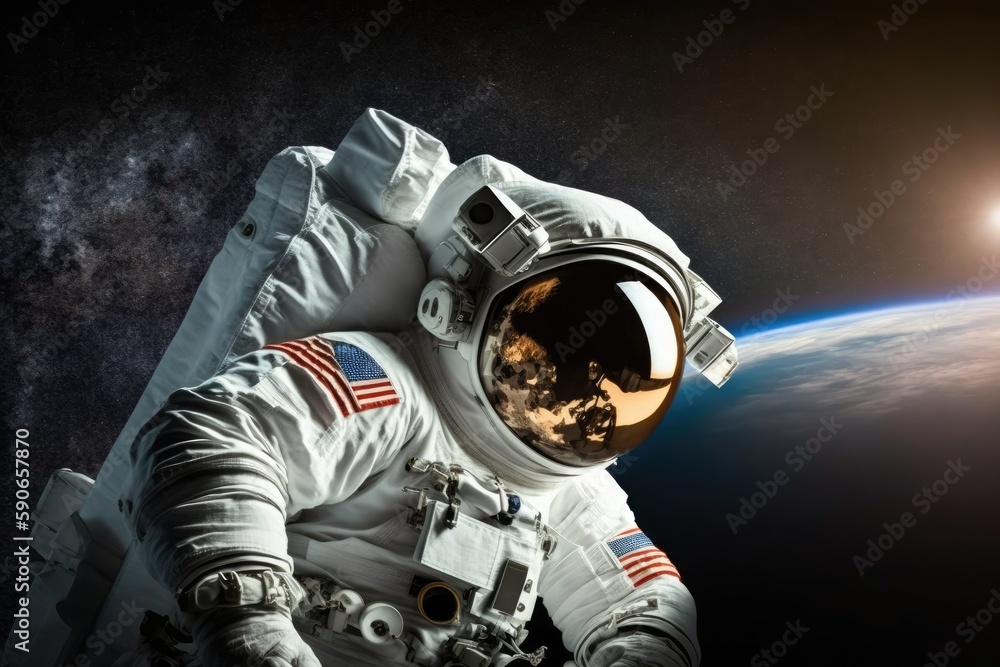 astronaut in a spacesuit, in a medium-sized photograph. Generative AI