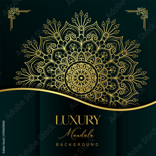 Gradient golden mandala pattern design