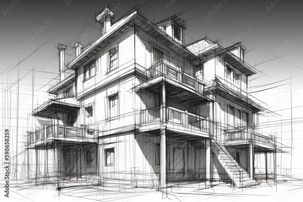 cozy home with a beautiful staircase. Generative AI cozy home with a beautiful staircase. Generative AI