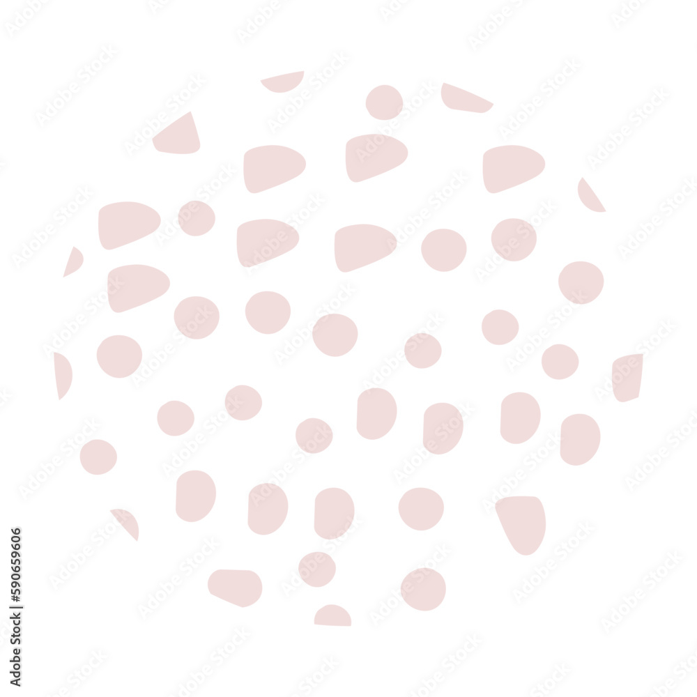 Abstract spots in circle, light beige, piglet, peach color