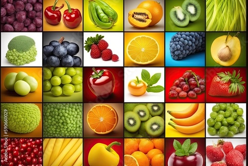 the history of healthy food. a variety of fruits, berries, and vegetables. Generative AI