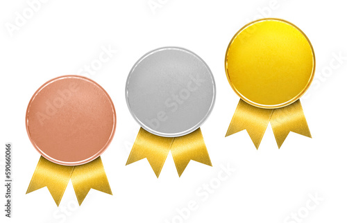 Bronze, Silver, Gold Medal. Champion Winner's Medal Bronze, Silver and Gold medals for the first prize PNG transparent