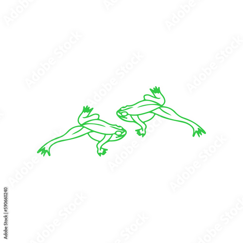 vector illustration of two green frogs