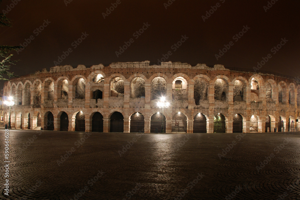 Verona Arena at night. Italy