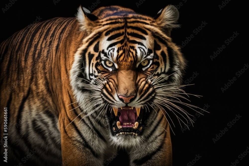 Stunning image of a Sumatran tiger (Panthera tigris sumatrae). Generative AI