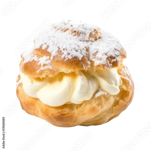cream puff pastry isolated on transparent background, generative ai