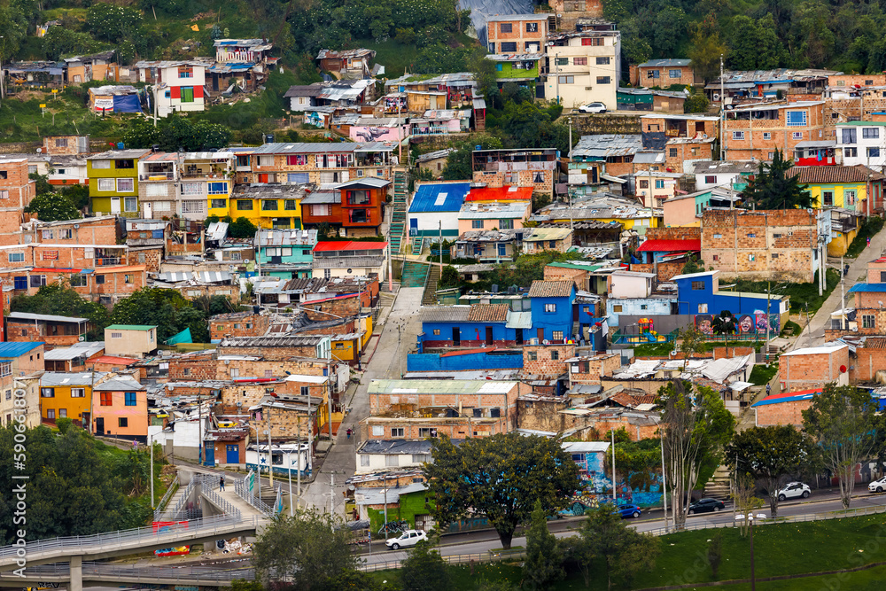 Panoramic of La Paz neighborhood in Bogota, Colombia