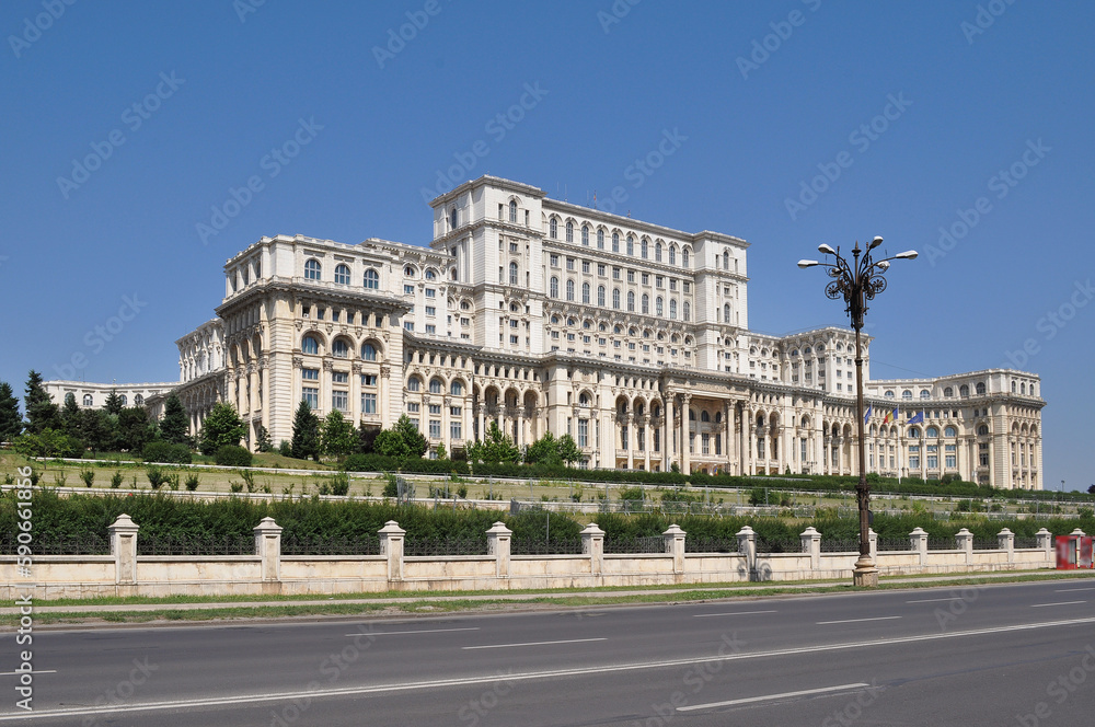 Palace of the Parliament or People's House in Bucharest, Romania. It is the world's largest civilian administrative building.