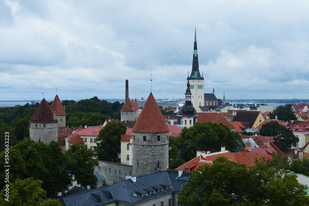 View of Tallinn Old Town historic center, Estonia