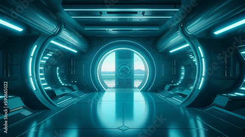 Futuristic interior portal