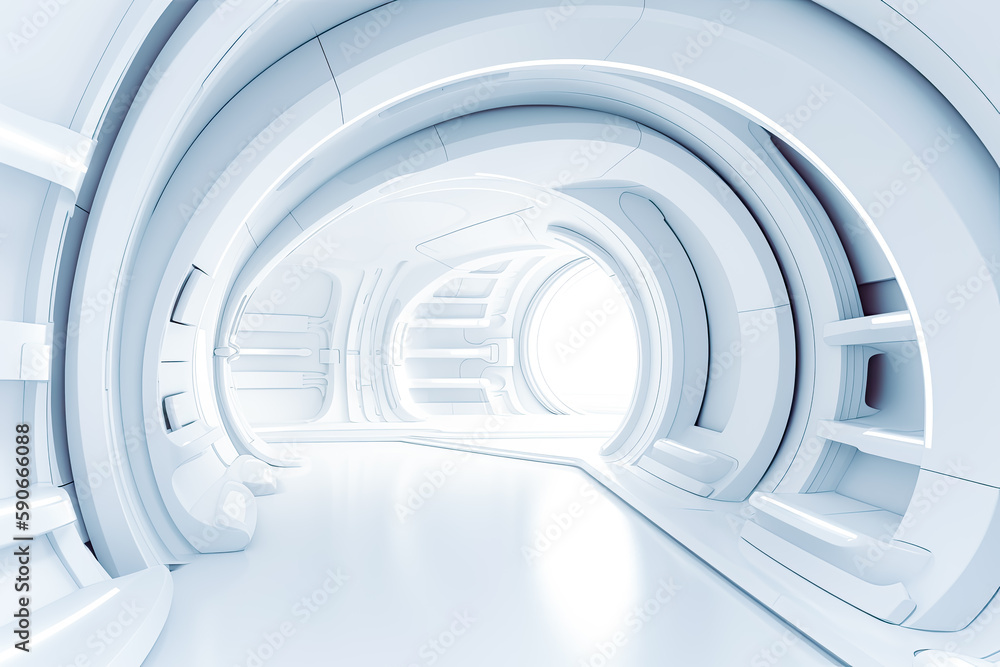 white futuristic background. Generative Ai. 