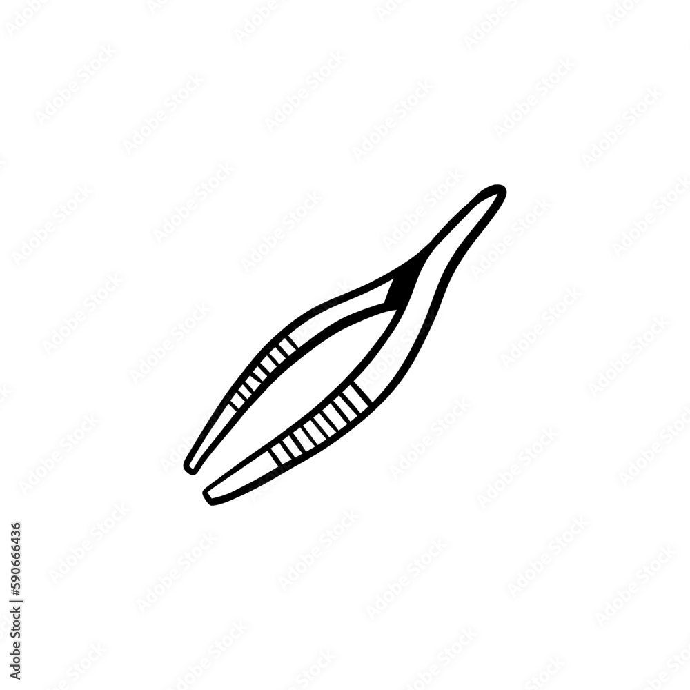 Tweezers icon in simple style isolated on white background. Tool symbol Tweezers icon in simple style isolated on white background. Tool symbol