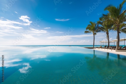 Beach Landscape A beachside infinity pool, seamlessly blending with the ocean 4 - AI Generative