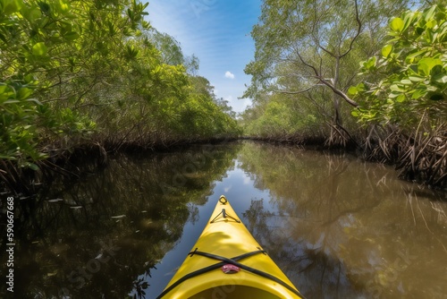 Beach Landscape A tranquil mangrove forest exploration by kayak 4 - AI Generative