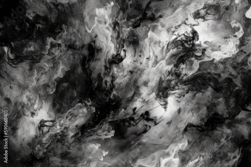 monochromatic painting depicting a hazy atmosphere filled with smoke. Generative AI