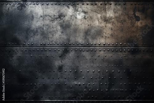 metallic background with industrial rivets and holes. Generative AI