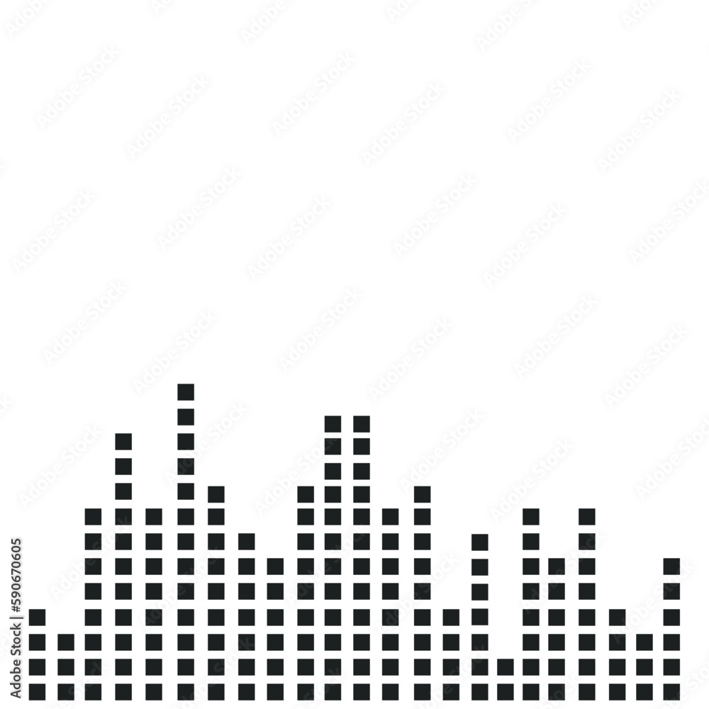 Black sound wave. Music audio frequency, sound line wave, electronic radio signal, volume level symbol. Vector curve radio waves 