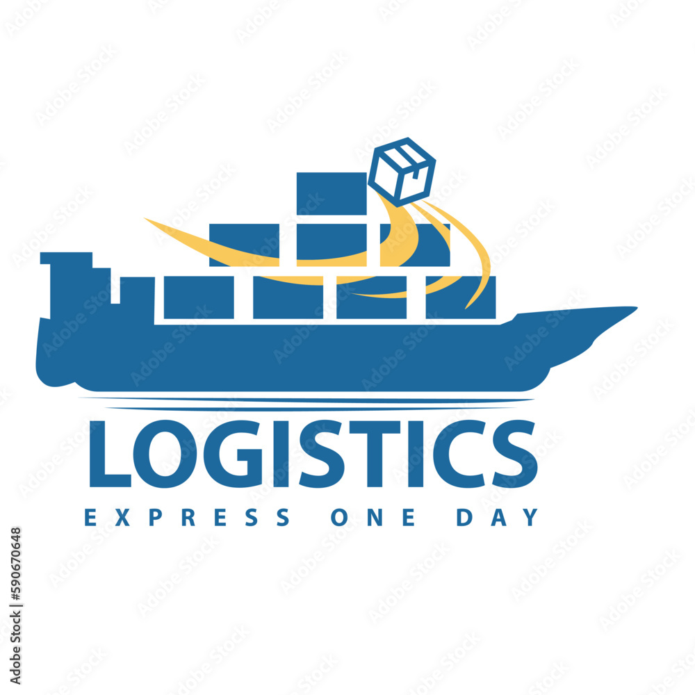 Logistics freight transportation flat simple logo design. International trade and logistic vector design. Sea and air cargo services logotype