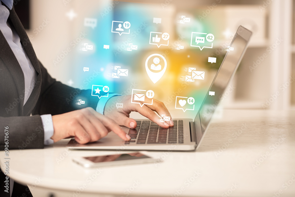 Young person surfing on social media network Young person surfing on social media network
