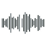 Black sound wave. Music audio frequency, sound line wave, electronic radio signal, volume level symbol. Vector curve radio waves 