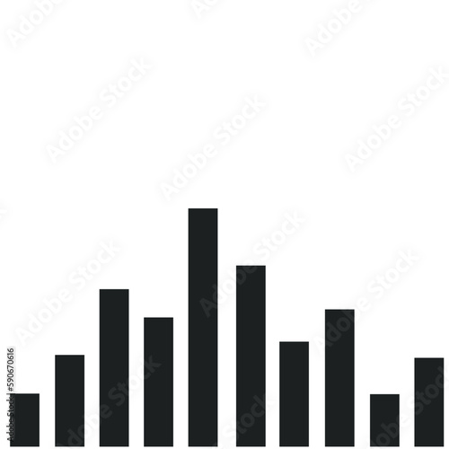 Black sound wave. Music audio frequency  sound line wave  electronic radio signal  volume level symbol. Vector curve radio waves 