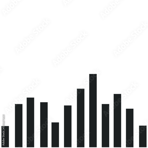 Black sound wave. Music audio frequency  sound line wave  electronic radio signal  volume level symbol. Vector curve radio waves 