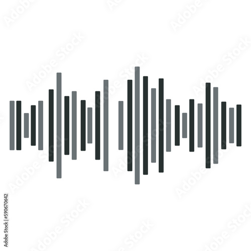 Black sound wave. Music audio frequency  sound line wave  electronic radio signal  volume level symbol. Vector curve radio waves 