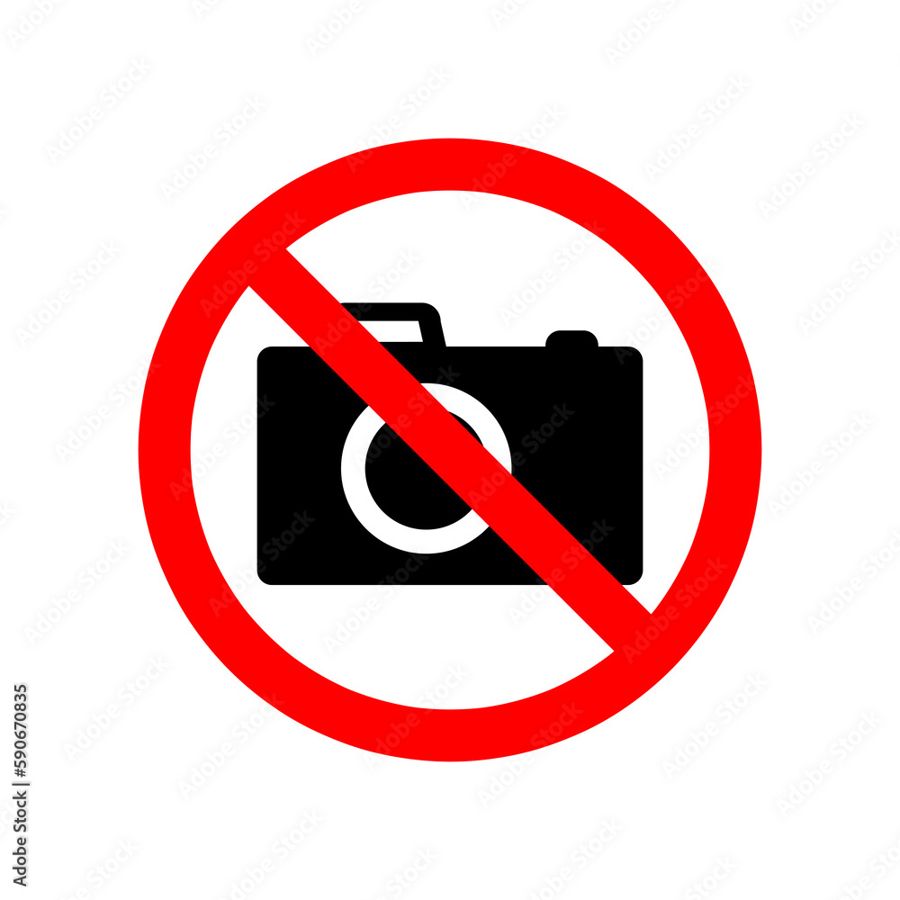 prohibition no camera icon. No Photo sign illustration on white background prohibition no camera icon. No Photo sign illustration on white background