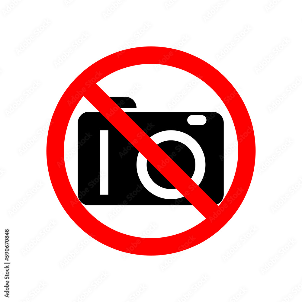 prohibition no camera icon. No Photo sign illustration on white background prohibition no camera icon. No Photo sign illustration on white background