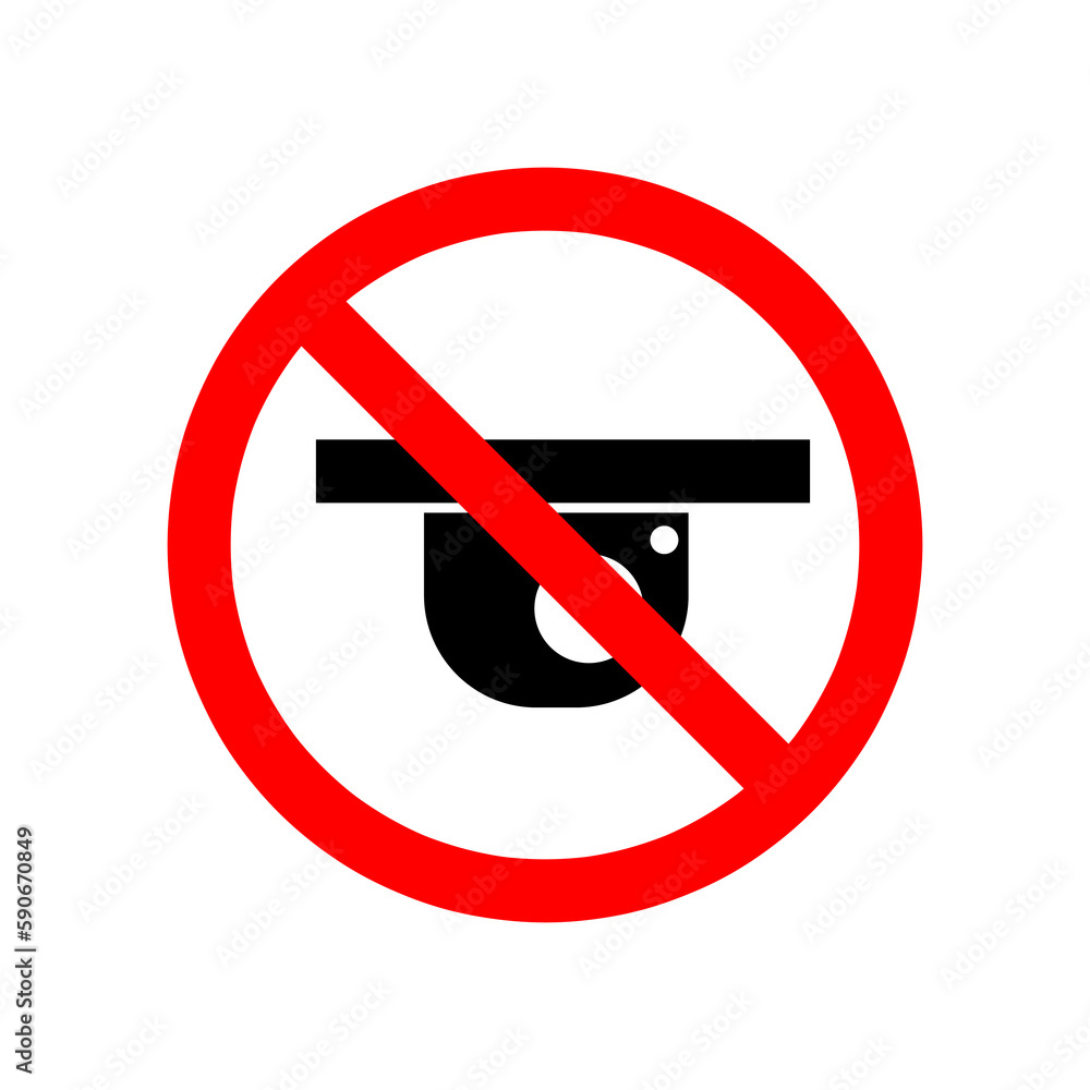 prohibition no CCTV, Security Camera icon illustration on white background prohibition no CCTV, Security Camera icon illustration on white background