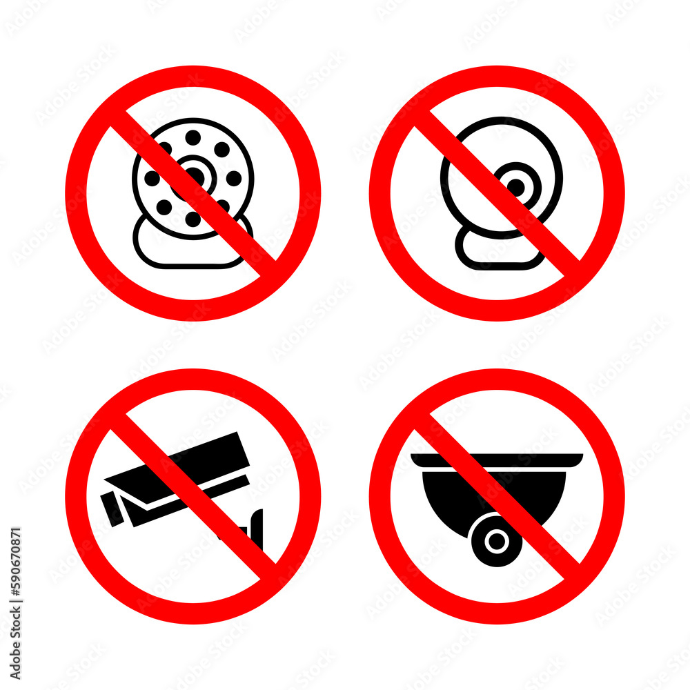prohibition no CCTV, Security Camera icon set illustration on white background..eps prohibition no CCTV, Security Camera icon set illustration on white background..eps