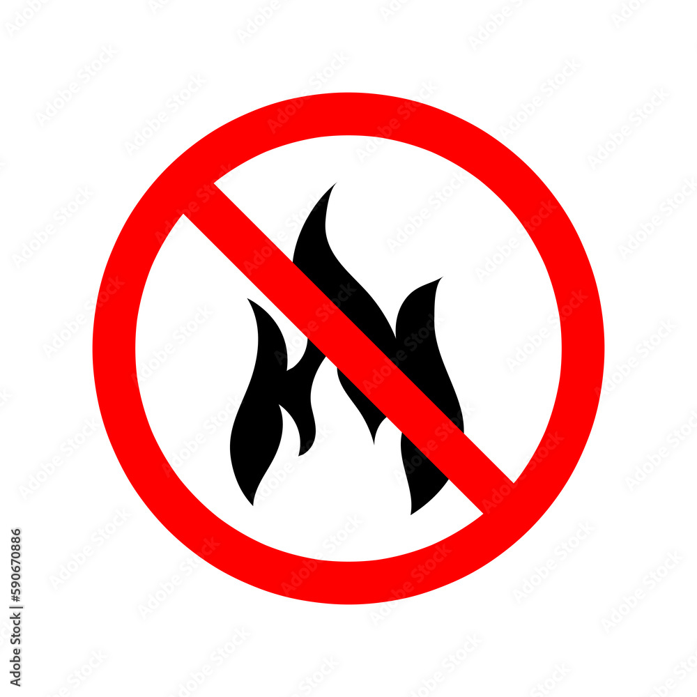 Stop bonfire icon. No fire icon. Red ban of flame sign. Vector illustration..eps Stop bonfire icon. No fire icon. Red ban of flame sign. Vector illustration..eps