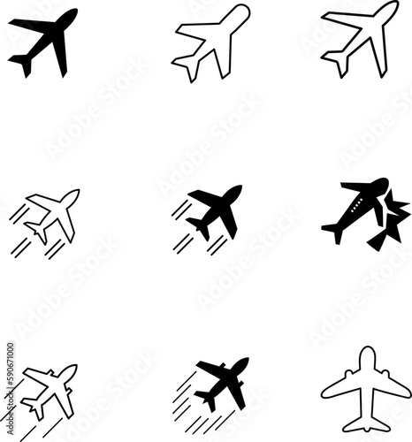  vector plane icon set  plane symbol illustration on white background..eps