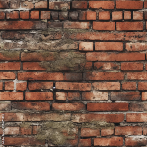 Red brick wall seamless texture.Generative AI 
