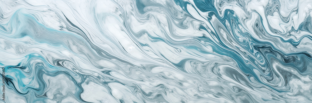 Obraz premium white marble wallpaper with blue tint. Generative Ai.