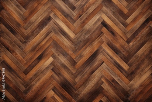 wooden floor with a chevron pattern. Generative AI