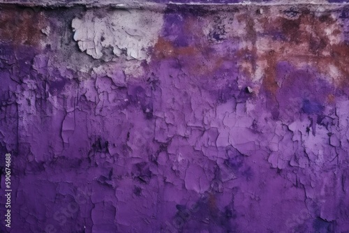 weathered purple wall with flaking paint. Generative AI
