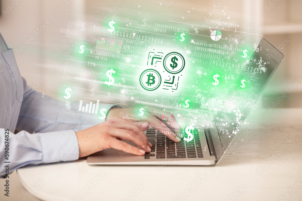 Young man watching stock market on laptop Young man watching stock market on laptop