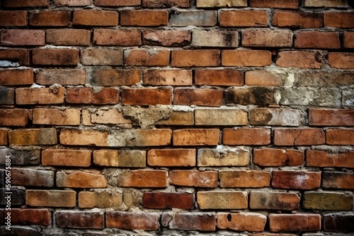 brick wall with a distressed paint effect. Generative AI