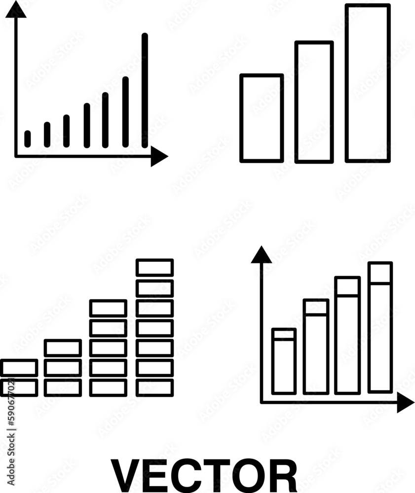 Groth barchart and line graph set analysis thin line icon vector Groth barchart and line graph set analysis thin line icon vector