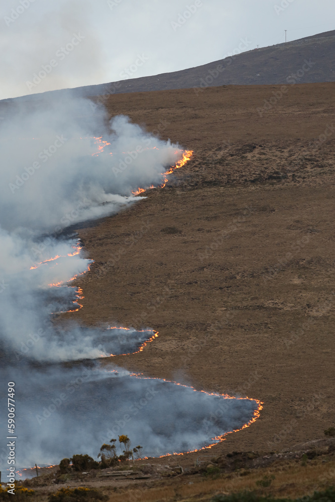 Doogort east Bog Fire Achill Island