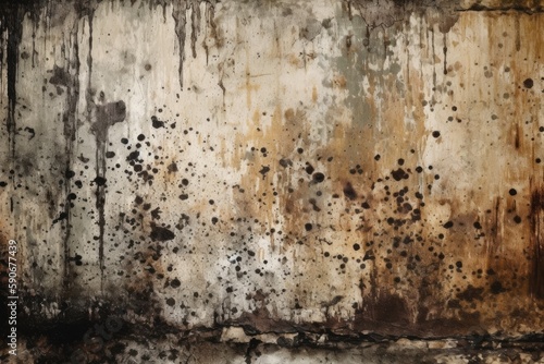 grungy wall covered in black spots and dirt. Generative AI