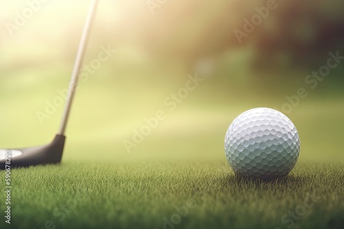 Golf Ball With Club At Dawn Background Generative AI